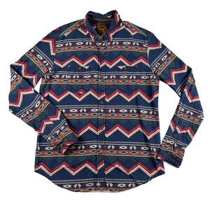 Vintage Stapleford Shirt Mens Medium Aztec Western Flannel Long Sleeve Button Up
